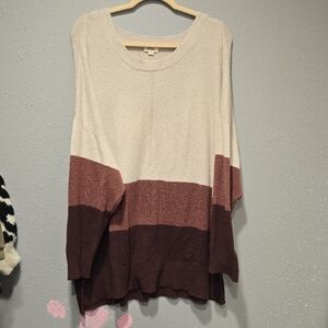 a.n.a Cream and Brown Colorblock Sweater